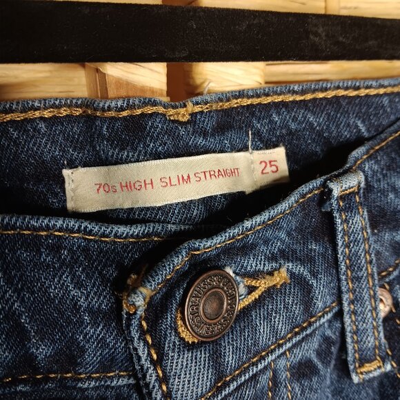 Levi's 70s High Slim Straight 25 Like New Dark Wash XS 0 - Picture 4 of 5